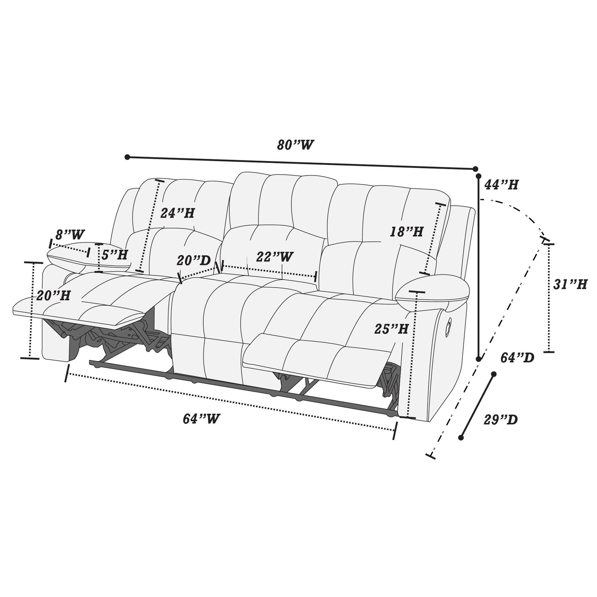 Modern Style 3pc Living Room Set 1x Sofa 1x Loveseat 1x Recliner Suede Padded Seat Metal Reclining Pillow Arms Cushion Back Chocolate Finish Primary Living Room Furniture