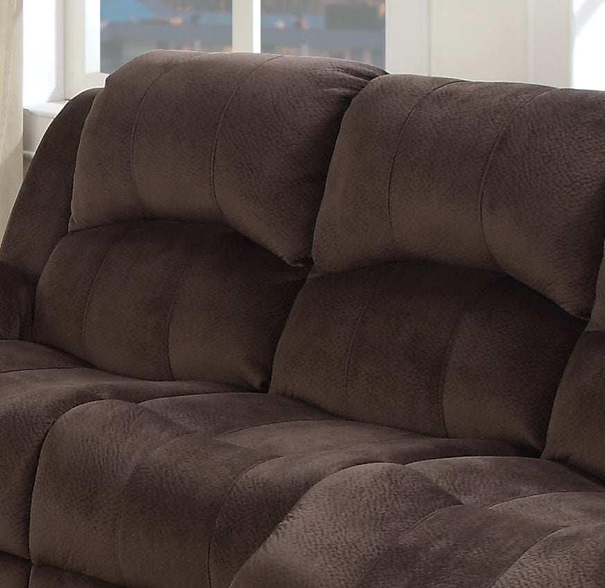 Modern Style 3pc Living Room Set 1x Sofa 1x Loveseat 1x Recliner Suede Padded Seat Metal Reclining Pillow Arms Cushion Back Chocolate Finish Primary Living Room Furniture