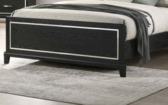 Modern Style Eastern King Size Bed Built In LED Lights Medium Density Black Finish Bedroom Furniture