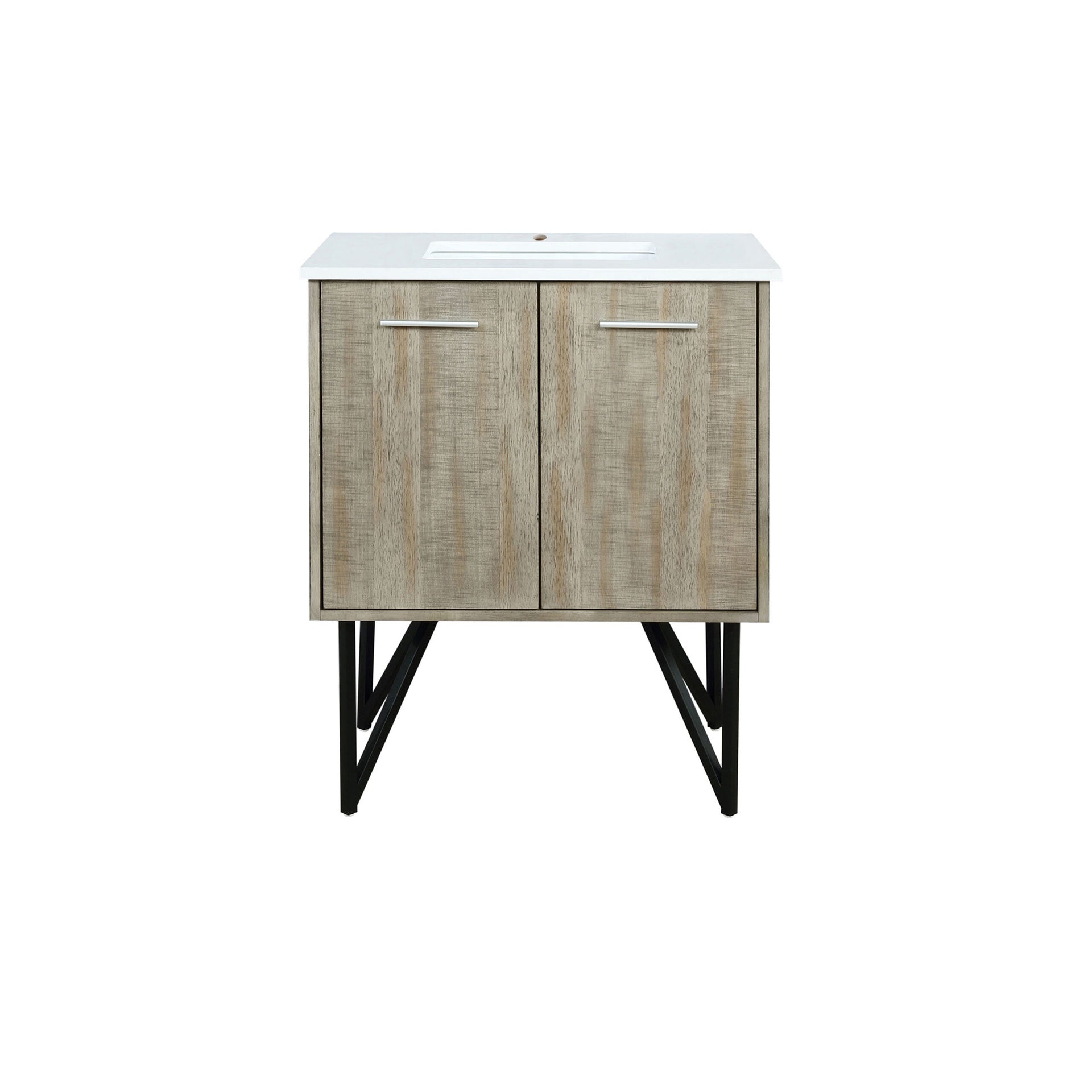Rustic Acacia Bath Vanity 30 in. W x 20 in. D, with White Quartz Top