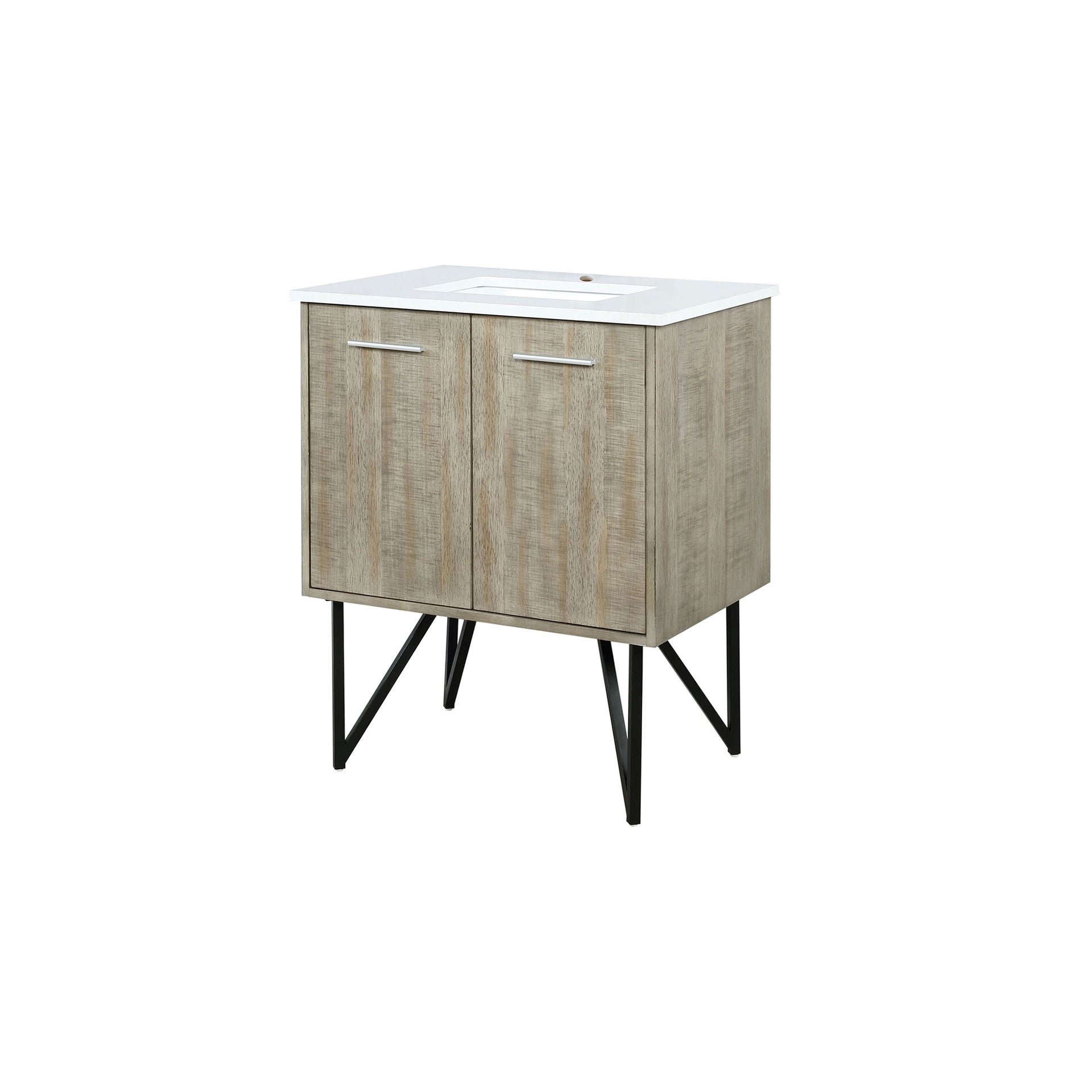 Rustic Acacia Bath Vanity 30 in. W x 20 in. D, with White Quartz Top