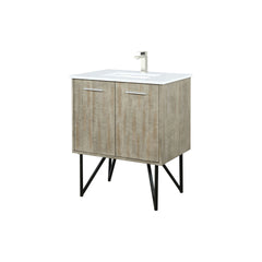 Rustic Acacia Bath Vanity 30 in. W x 20 in. D, White Quartz Top and Brushed Nickel Faucet Set