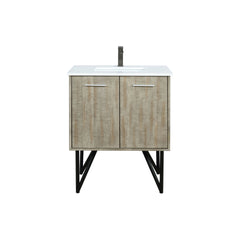 Rustic Acacia Bath Vanity 30 in. W x 20 in. D, White Quartz Top and Gun Metal Faucet Set