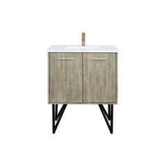 Rustic Acacia Bath Vanity 30 in. W x 20 in. D, White Quartz Top and Rose Gold Faucet Set