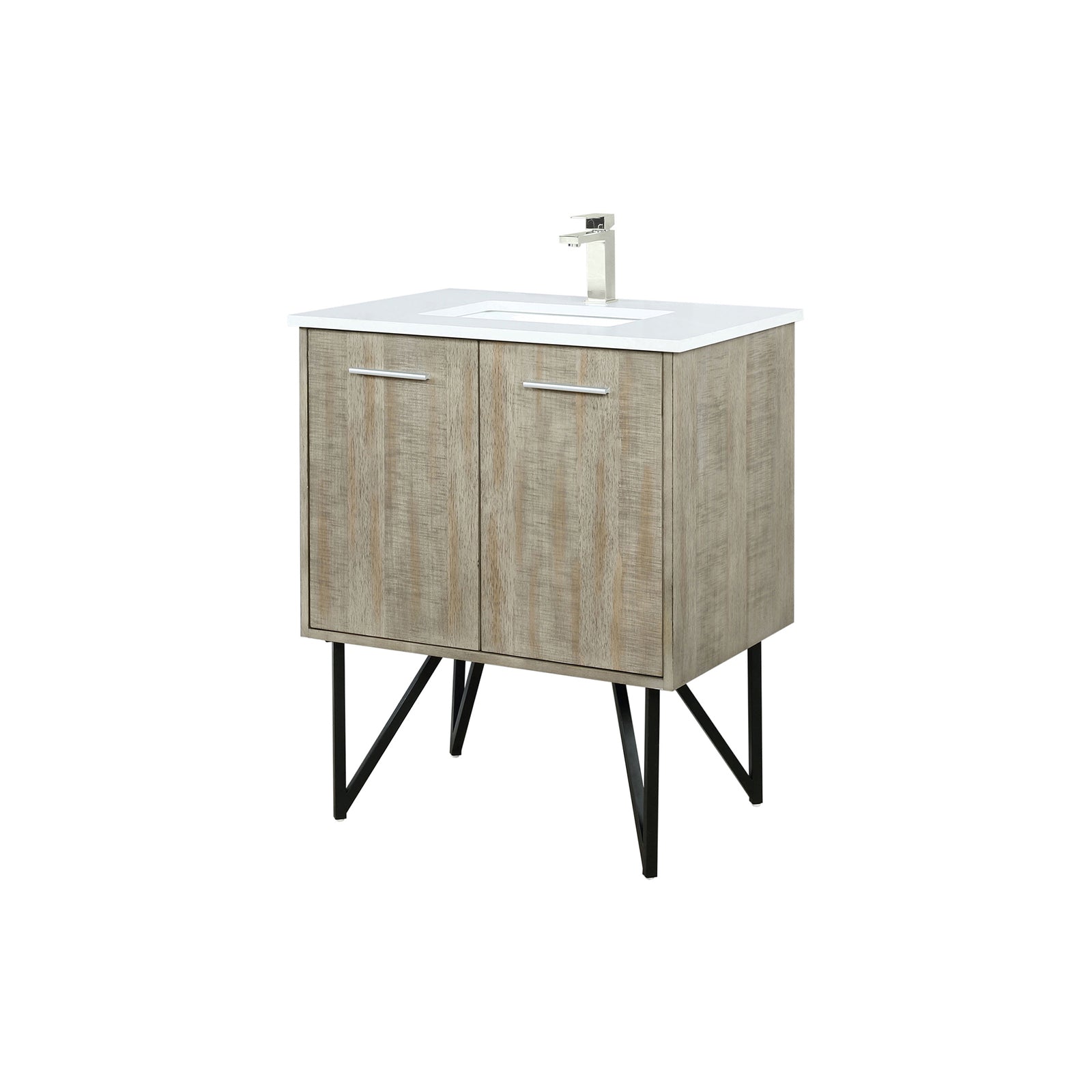 Rustic Acacia Bath Vanity 30 in. W x 20 in. D, Cultured Marble Top and Brushed Nickel Faucet Set