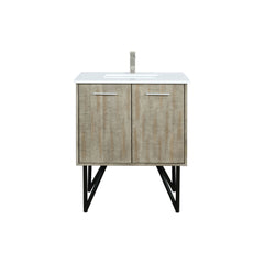 Rustic Acacia Bath Vanity 30 in. W x 20 in. D, Cultured Marble Top and Brushed Nickel Faucet Set