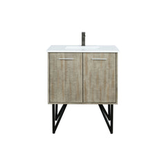Rustic Acacia Bath Vanity 30 in. W x 20 in. D, Cultured Marble Top and Gun Metal Faucet Set