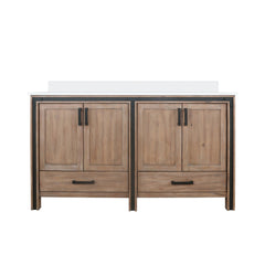 Rustic Barnwood Double Bath Vanity 60 in. W x 22 in. D, with White Quartz Top