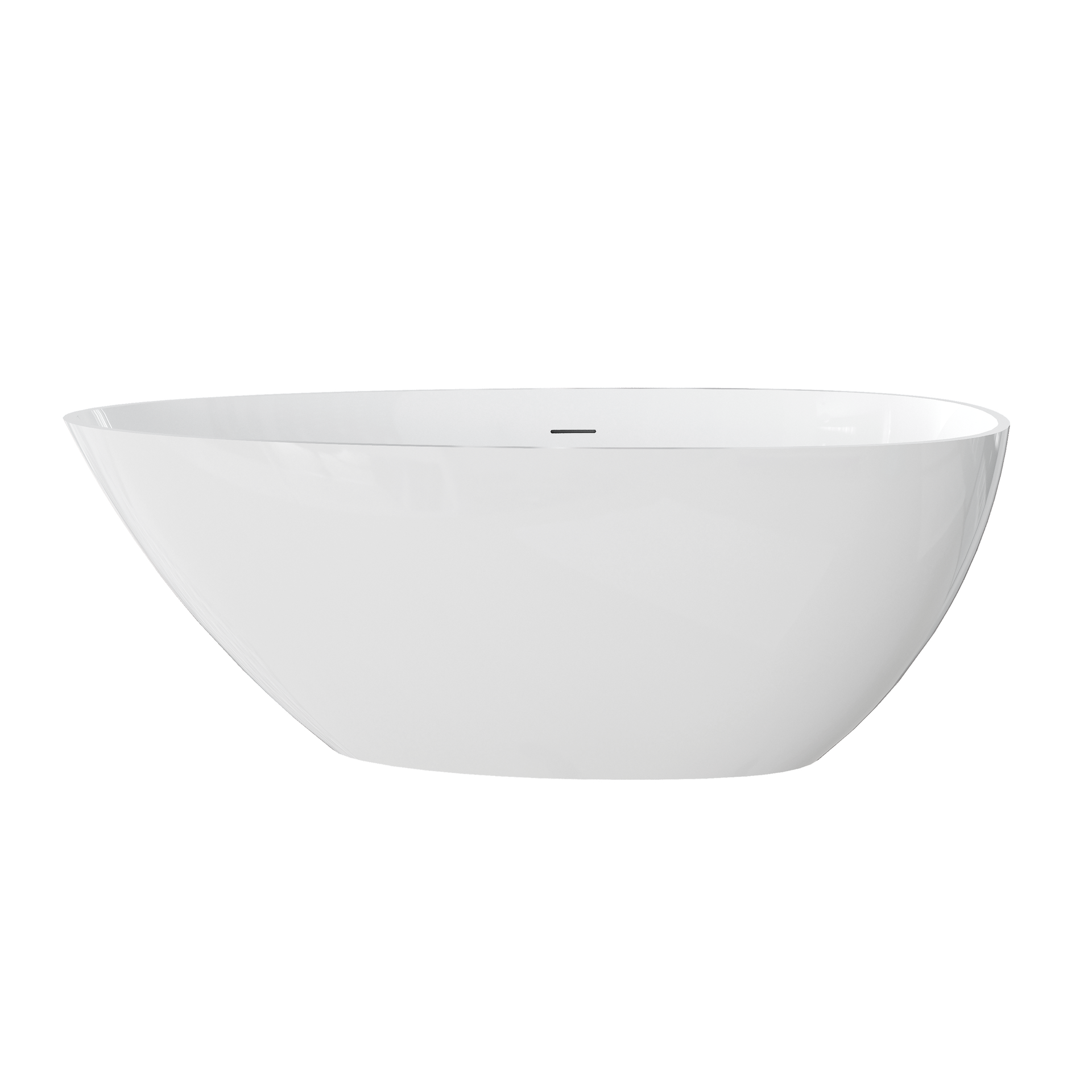 59" Freestanding Solid Surface Bathtub, Stone Resin Freestanding Soaking Bathtub with Overflow and Pop-up Drain, Glossy White TH-25S02-59GW