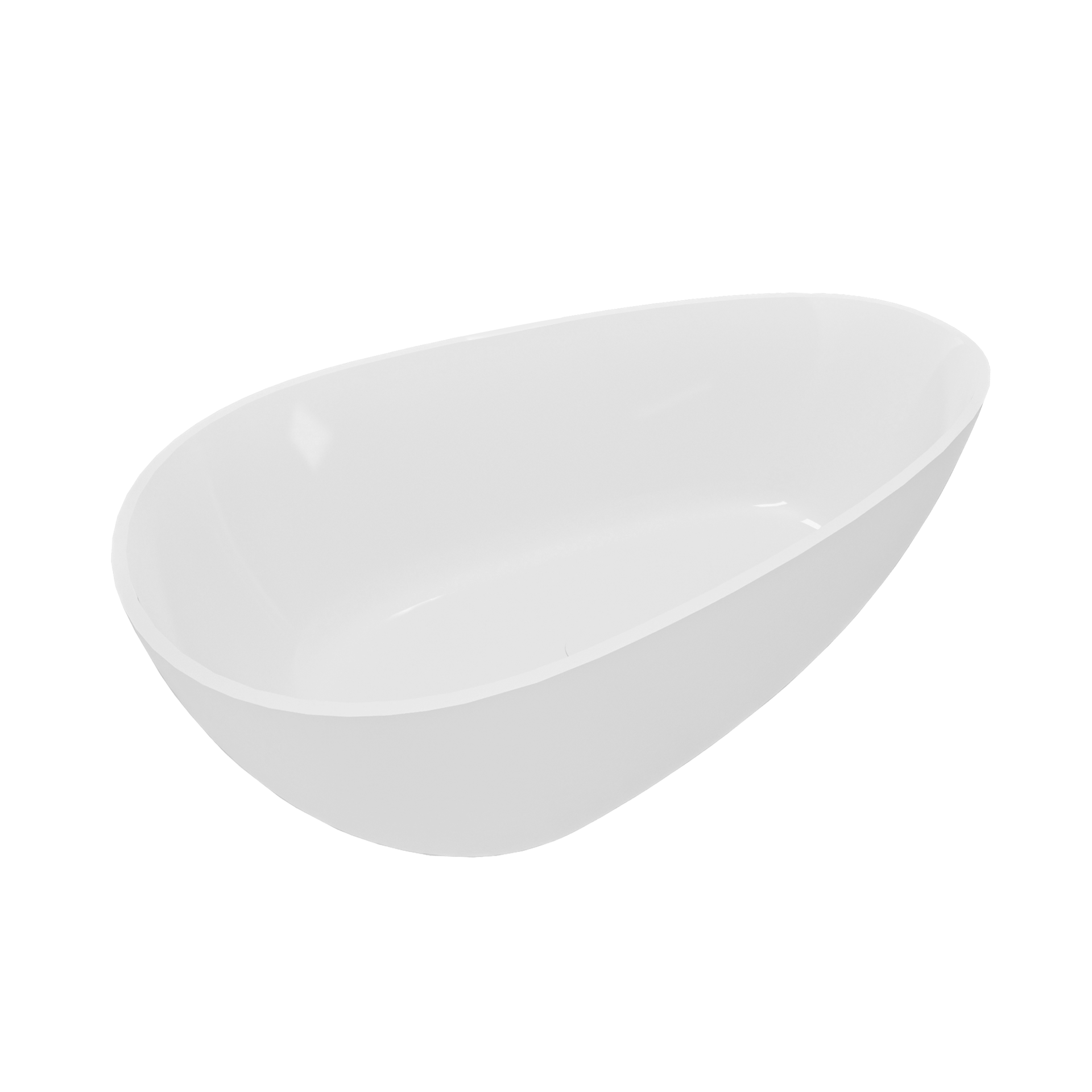 59" Freestanding Solid Surface Bathtub, Stone Resin Freestanding Soaking Bathtub with Overflow and Pop-up Drain, Glossy White TH-25S02-59GW
