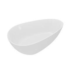 59" Freestanding Solid Surface Bathtub, Stone Resin Freestanding Soaking Bathtub with Overflow and Pop-up Drain, Glossy White TH-25S02-59GW