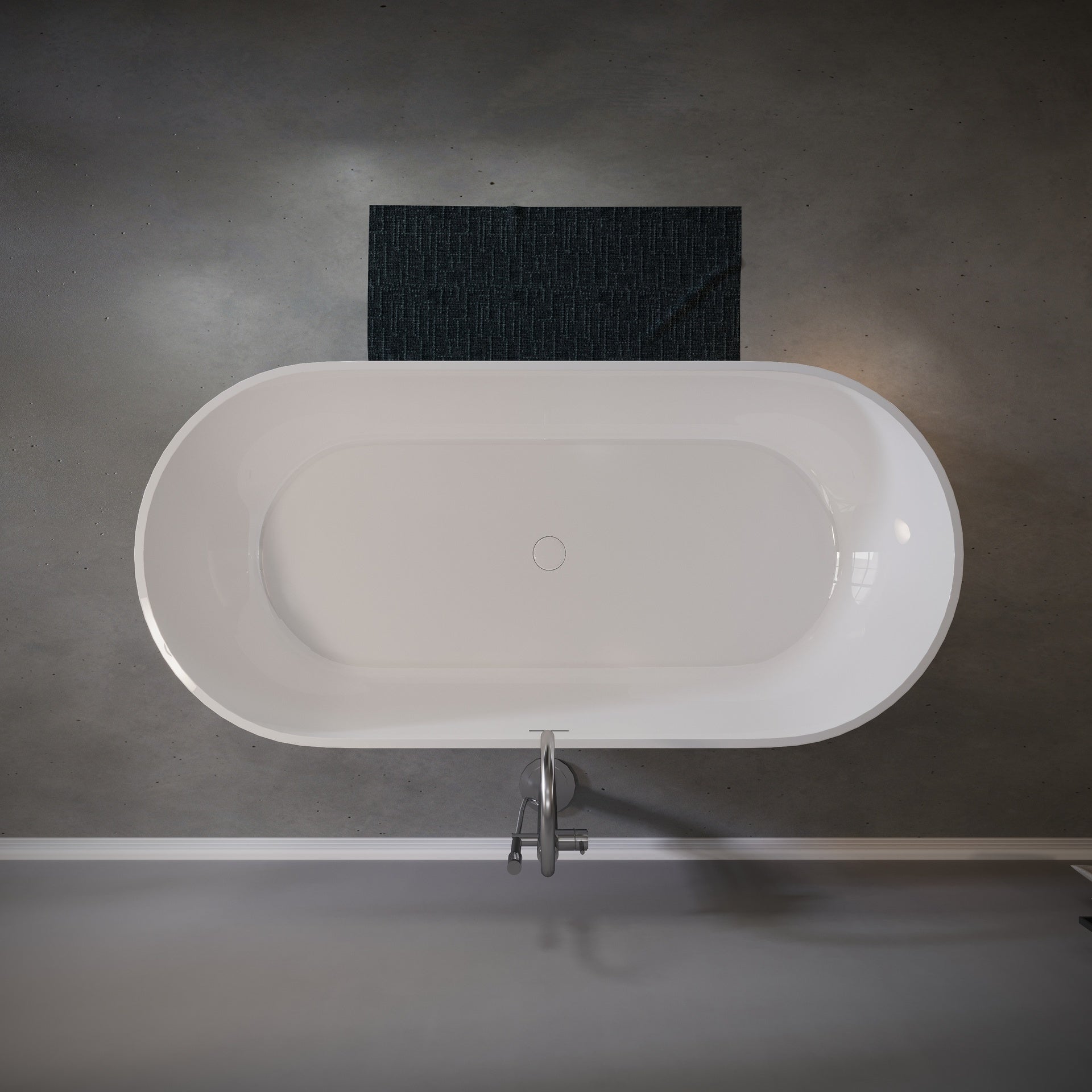 63" Freestanding Solid Surface Bathtub, Luxury Engineered Stone Resin Freestanding Soaking Bathtub with Overflow and Pop-up Drain for Contemporary Bathroom, Glossy White TH-25S03-63GW
