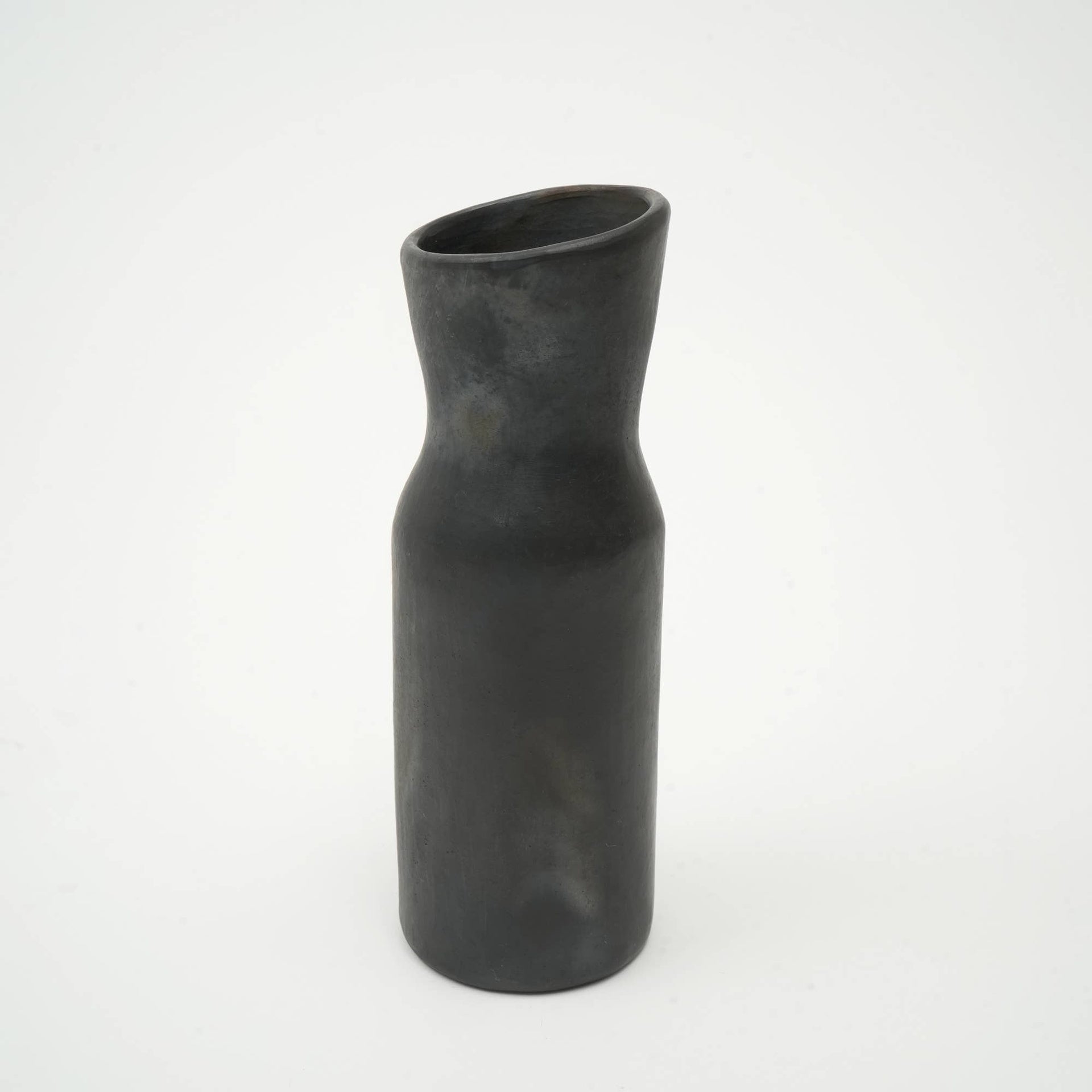 Longpi Pottery Black Vase – 3.5"x3.5"x11"  Handmade Traditional Clay