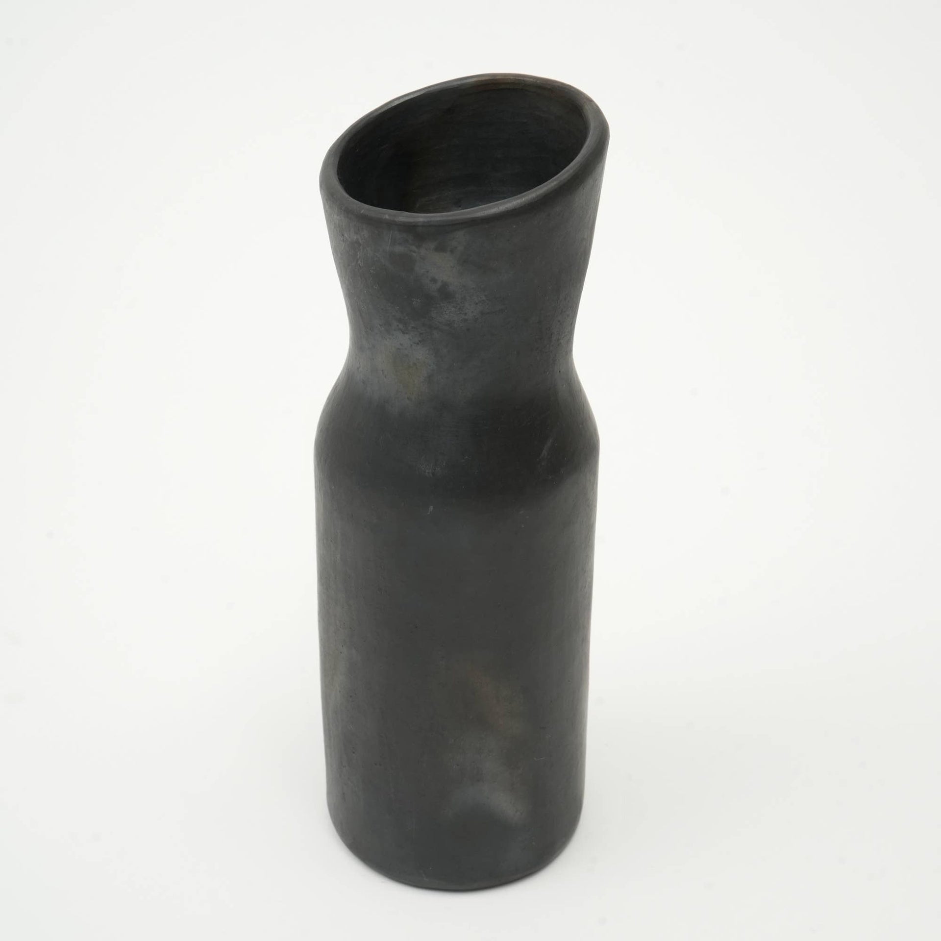 Longpi Pottery Black Vase – 3.5"x3.5"x11"  Handmade Traditional Clay