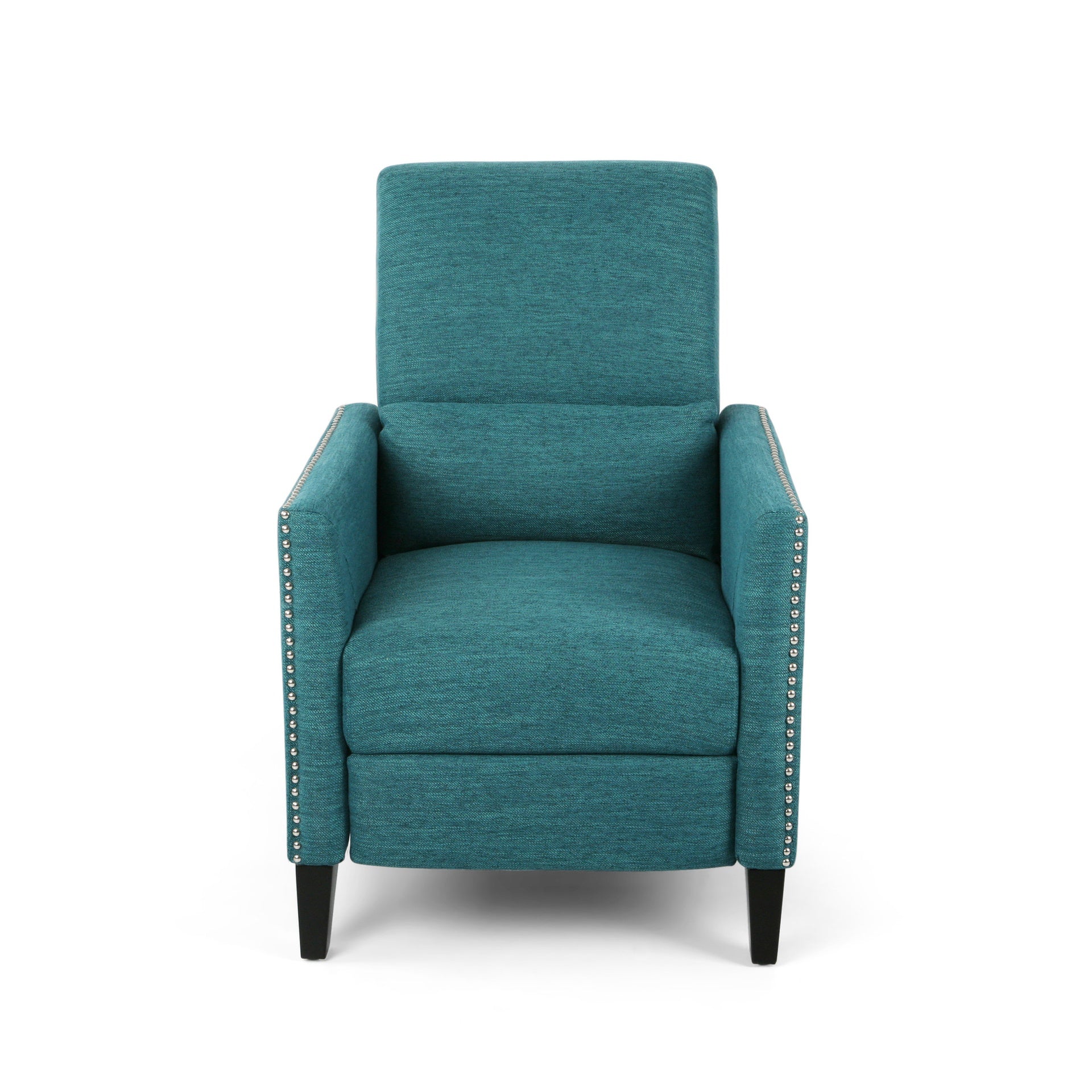 Pushback Recliner Chair with side pocket, Fabric Armchair Push Back Recliner with Rivet Decoration, Mid Century Accent Chair for Living Room, Bedroom