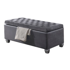 Grey Tufted Storage Bench
