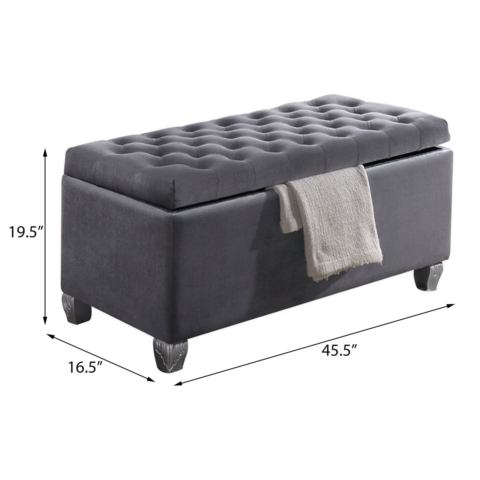 Grey Tufted Storage Bench
