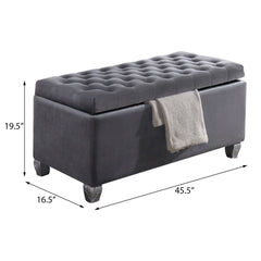 Grey Tufted Storage Bench