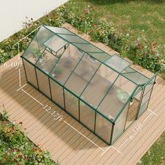 6x12 FT Polycarbonate Greenhouse Raised Base and Anchor Aluminum Heavy Duty Walk-in Greenhouses for Outdoor Backyard in All Season