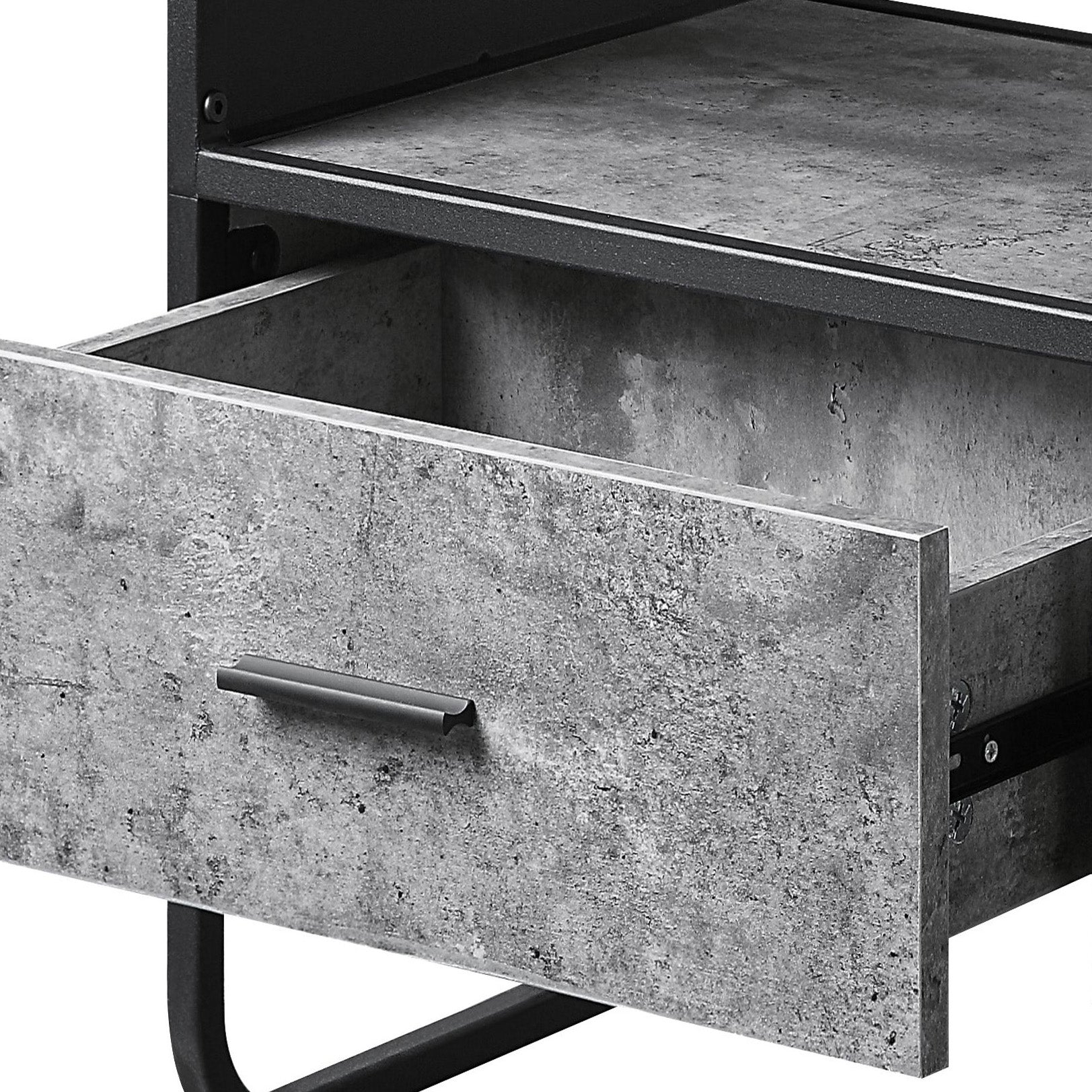 Concrete Grey and Black 2-drawer TV Stand