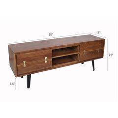 58x14x17.5" Asther Acacia Wood TV Cabinet