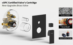 Male NPT Tub Faucet with Hand Shower, Matte Black Waterfall Bathtub Shower Faucet Set, Wall Mount Tub Shower System with Solid Brass Rough-in Valve Shower Trim Kit