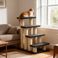 4 - Tier Cat Tree Step Tower, Pet Cat Activity Center for Indoor Home and Sisal Scratching Post