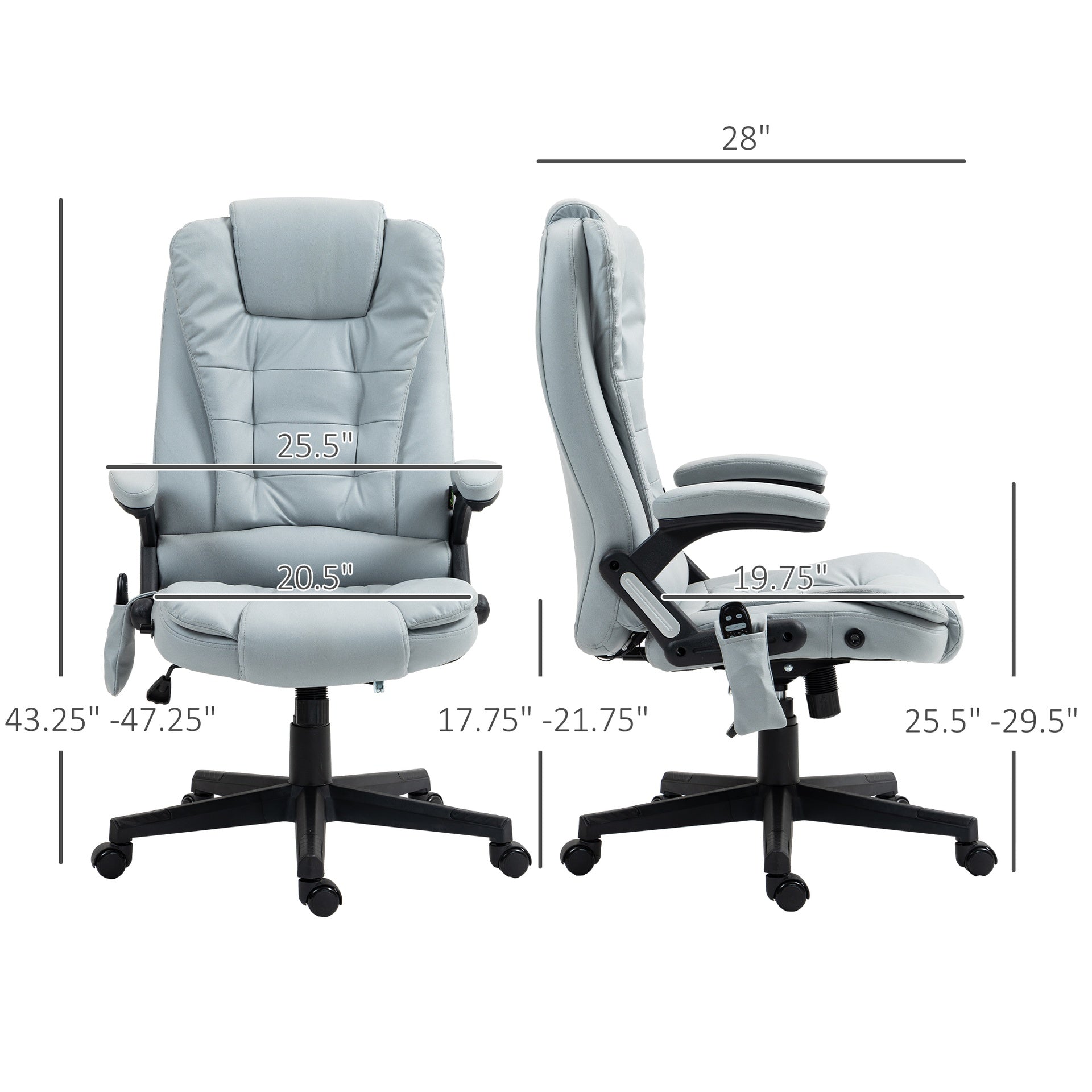 Microfiber Massage Desk Chair,Vibrating Massage Office Chair with Heat with Reclining Backrest