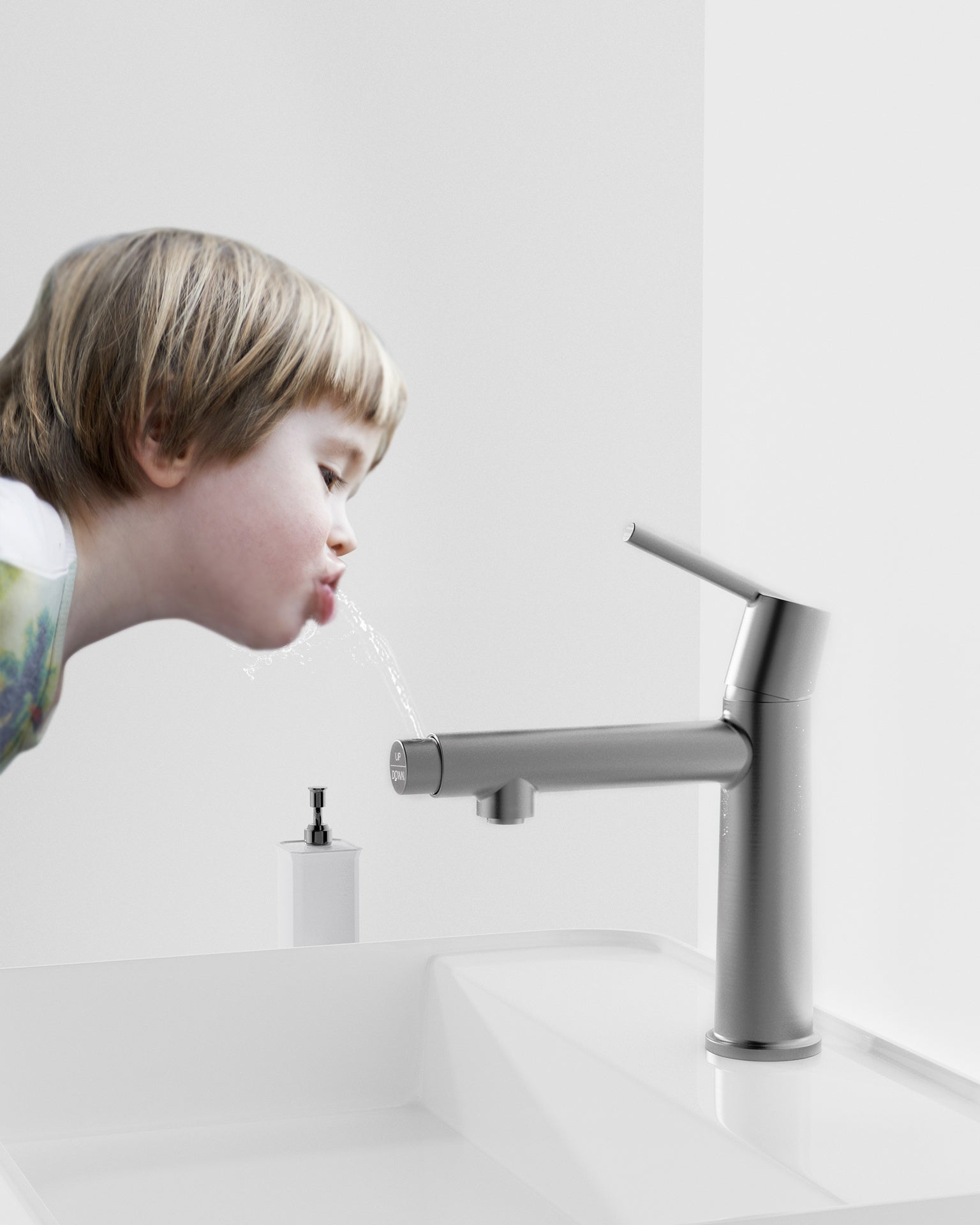 Gun Gray Single Handle Bathroom Faucet for 1 or 3 Holes ,Fountain and Flow Mode Two-in-one function,Deck Mount Laundry Vanity Sink Faucet with Two 9/16" Hoses