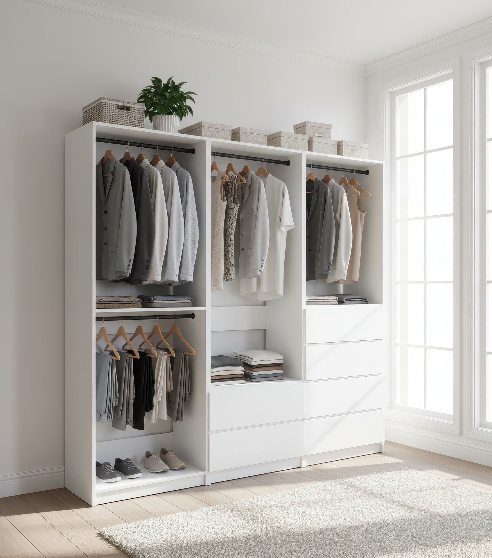 Prosper White Freestanding Walk in Wood Closet System