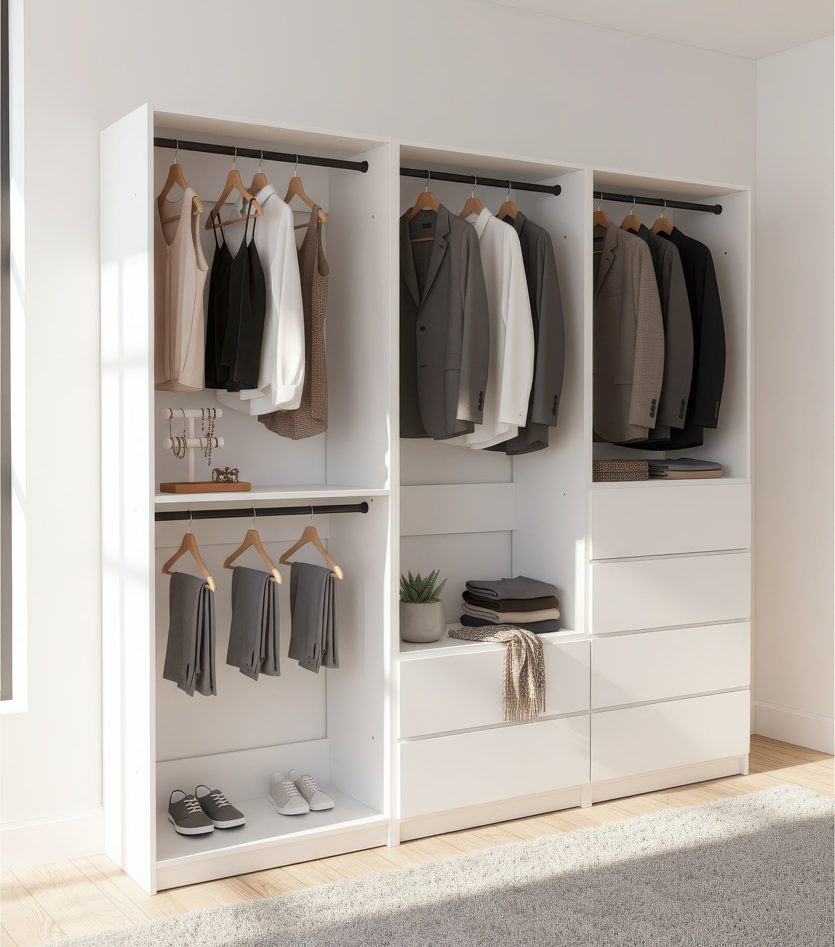 Prosper White Freestanding Walk in Wood Closet System