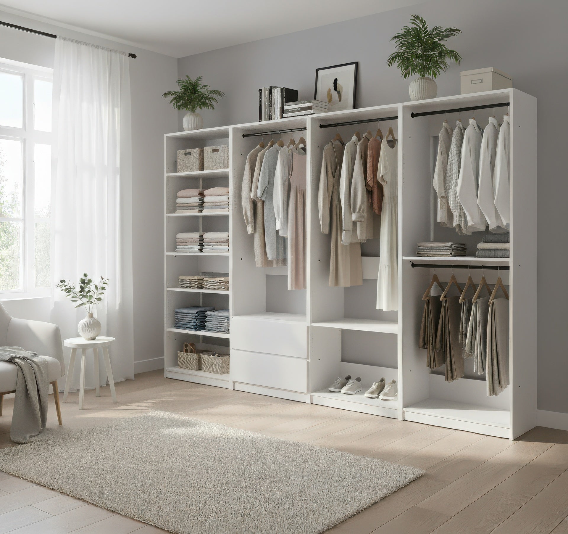 Prosper White Freestanding Walk in Wood Closet System