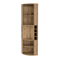 Macadamia 5 Large Sheves Corner Bar Cabinet
