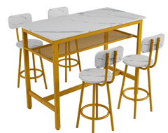 5-Piece Kitchen Counter Height Table Set, Bar Table with 4 Chairs
