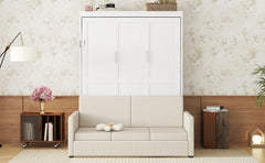 Queen Size Murphy Bed Wall Bed with Cushion, White(OLD SKU:LP000891AAK)
