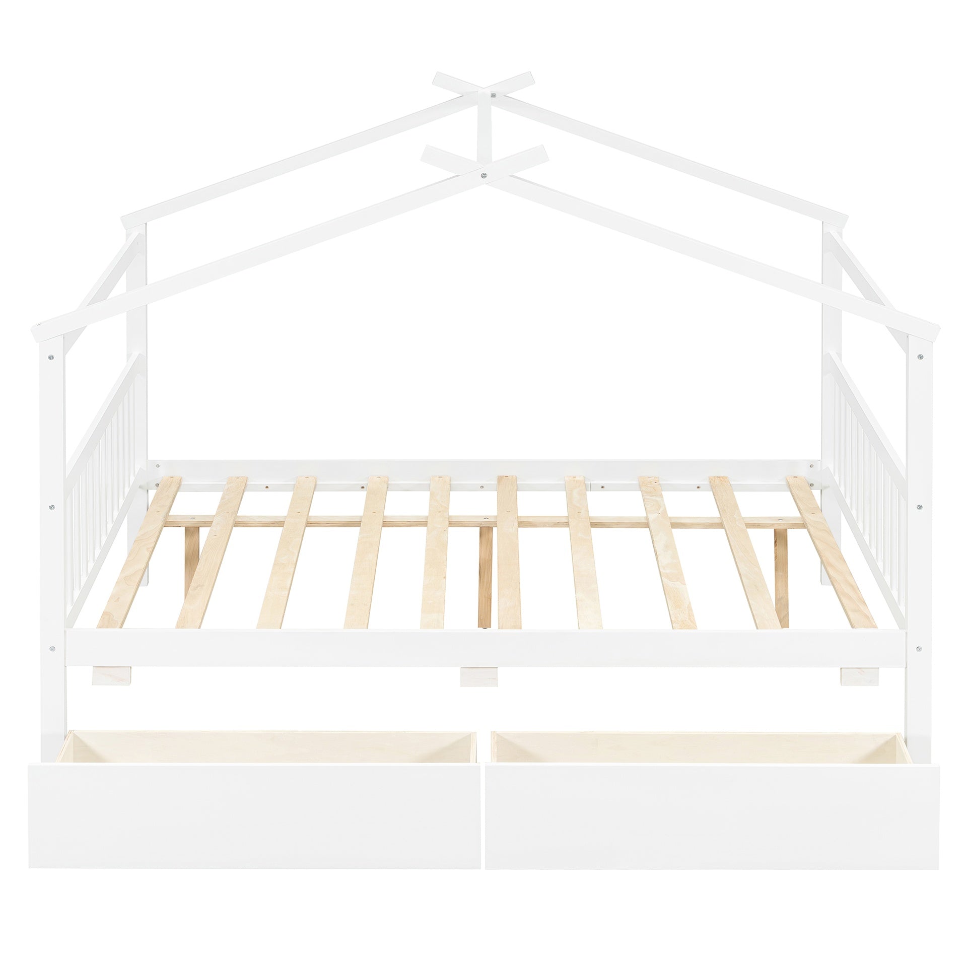 Full Size Wooden House Bed with Drawers, White(OLD SKU: LP000304AAK)