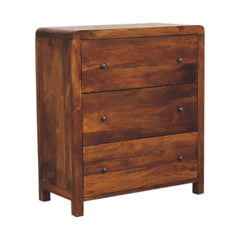 Solid Wood Aspen Chest, 3-Drawers, Chestnut, Brown