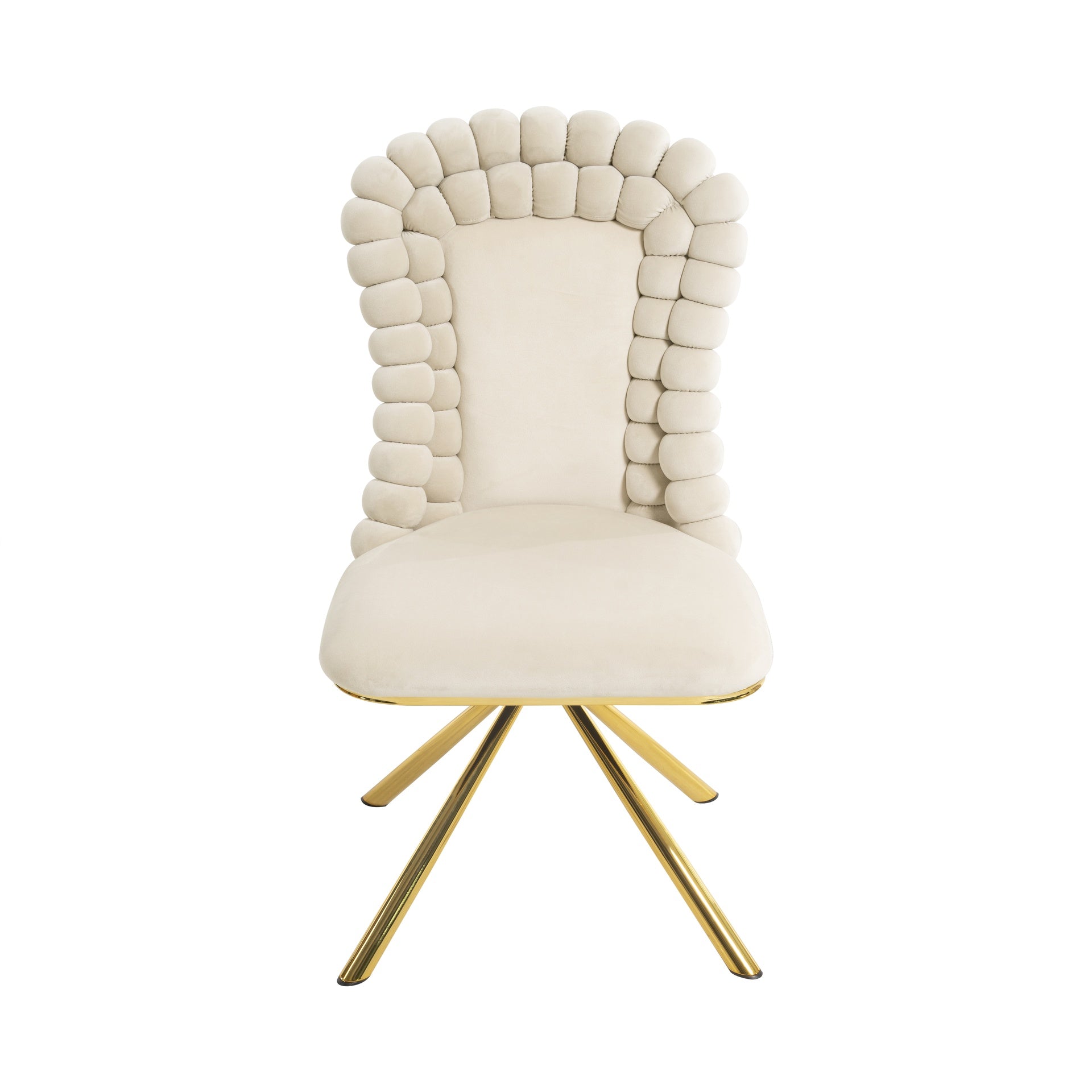 Dining Chairs Set of 2,Velvet Accent Chairs for Living Room, Vanity Chair with Gold Metal Legs, Upholstered Dining Chairs,360° swivel for bedroom,Living Room, Dining Room, Kitchen(Beige)