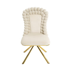 Dining Chairs Set of 2,Velvet Accent Chairs for Living Room, Vanity Chair with Gold Metal Legs, Upholstered Dining Chairs,360° swivel for bedroom,Living Room, Dining Room, Kitchen(Beige)