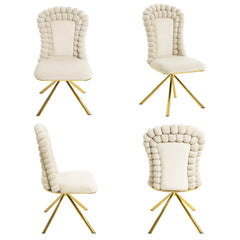 Dining Chairs Set of 2,Velvet Accent Chairs for Living Room, Vanity Chair with Gold Metal Legs, Upholstered Dining Chairs,360° swivel for bedroom,Living Room, Dining Room, Kitchen(Beige)
