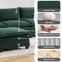 UNITED WE WIN  Oversized Modular Sectional Sofa with Movable Ottoman, 102 Inch 4 Seat Modern Corduroy Sofa Set, Convertible L Shaped Couch for Living Room and Office