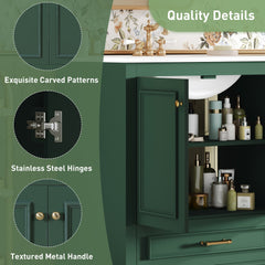 30" Luxurious Bathroom Vanity with Ceramic Sink, Bathroom Vanities Cabinet with 2 large Soft Closing Doors, Solid Wood Frame Bathroom Storage Cabinet