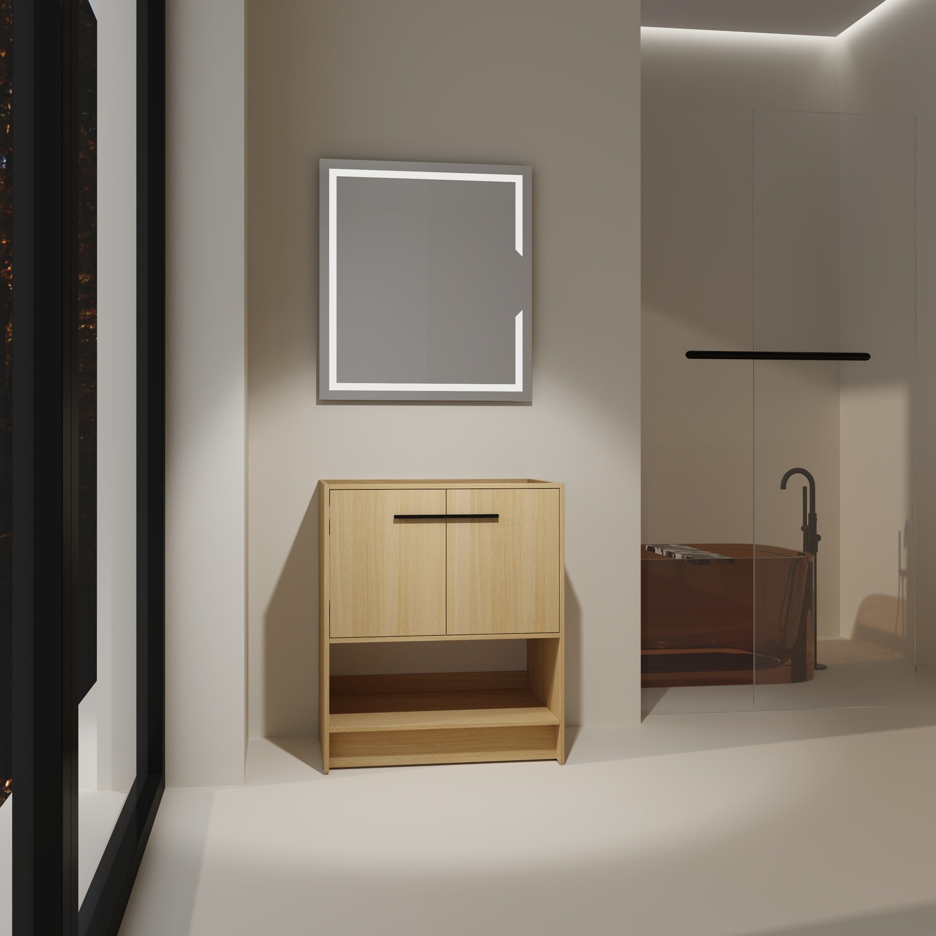 30" Bathroom Vanity, 2 doors, Freestanding Bathroom Cabinet Vanity, Plywood (Excluding Sink)
