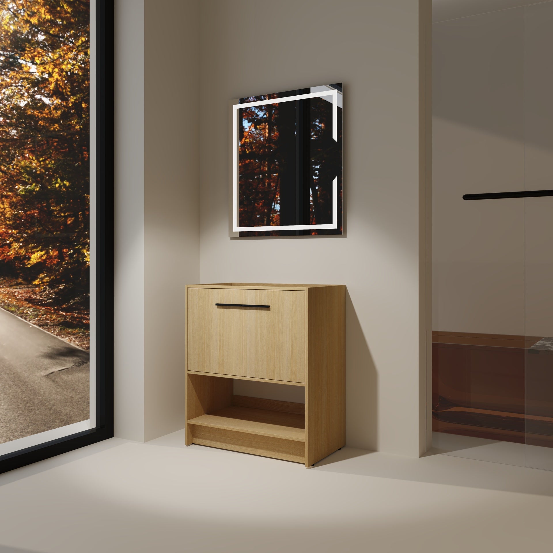 30" Bathroom Vanity, 2 doors, Freestanding Bathroom Cabinet Vanity, Plywood (Excluding Sink)