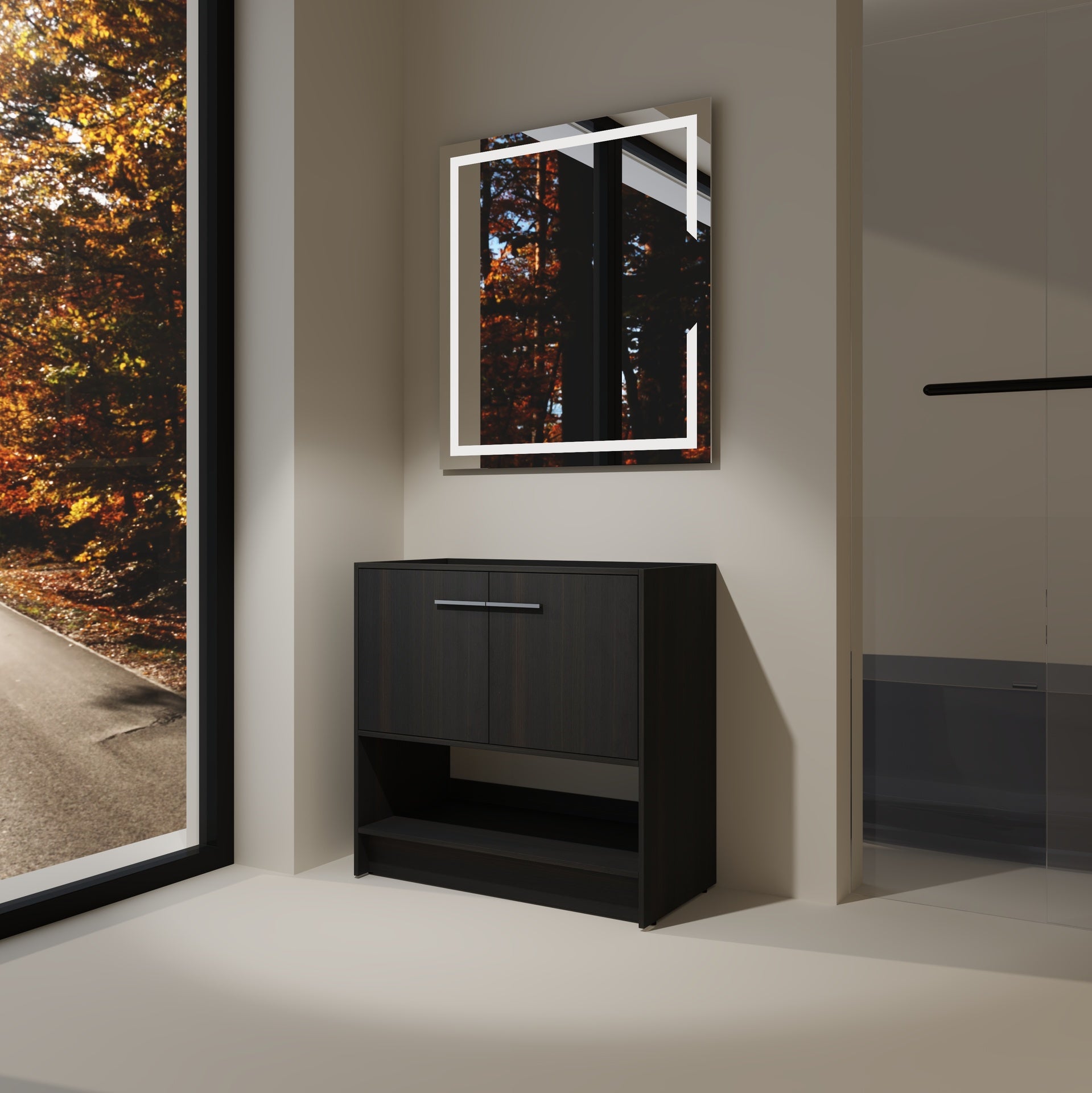 36" Bathroom Vanity, 2 Doors, Freestanding Bathroom Cabinet Vanity, Plywood (Excluding Sink)