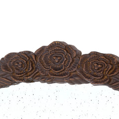 30"x30" Round Hand Carved Rose Antique Mirror Frame, Wall Mirror for Live space, Bathroom, Entryway Wall Décor(Brown)