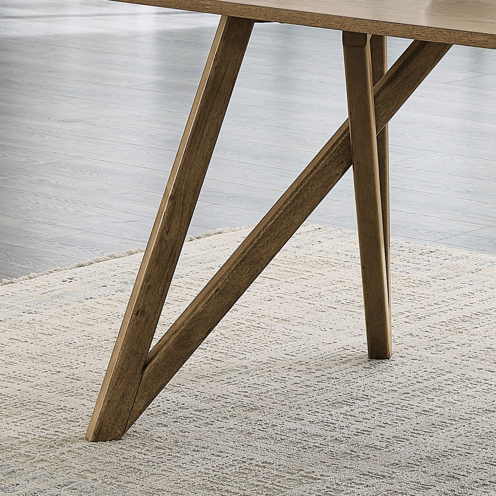 Darla 70"W Rectangular Walnut Oak Geometric Cross Base Dining Table