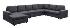 Hayden 146.5" Modular Sectional Sofa with Reversible Chaise in Dark Gray Linen