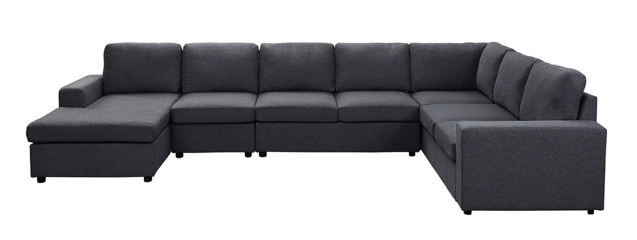 Hayden 146.5" Modular Sectional Sofa with Reversible Chaise in Dark Gray Linen