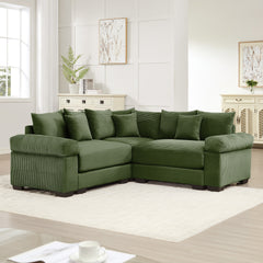Oversized Cloud Modular Sectional Couch,Convertible Sectional Couches Deep Seat Extra-Wide Armrests, 10 Throw Pillows Premium Corduroy Fabric, Ergonomic Design,Easy Assembly, For Living Rooms,Green